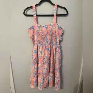 Simply Southern Pink Tropical Tiered Sundress with Open Back Design